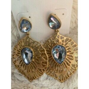 Apricot Lane Earrings Boutique Fashion Gold Tone Earrings Silver Stone Teardrop